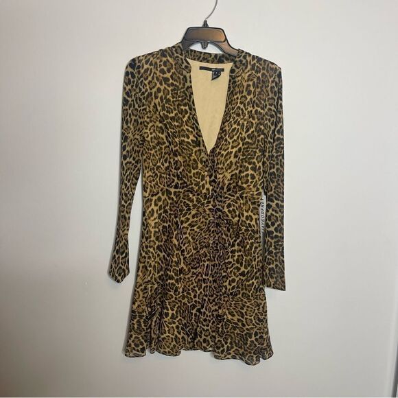 Jay Godfrey The Kirk Lepard Print Mini Dress $250 NWT Long Sleeve Size 4 - Picture 2 of 9